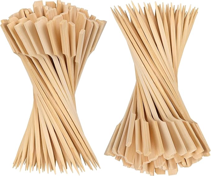 Bamboo Skewers 12 Inch,200 PCS Cocktail Skewers, Wooden Skewers for Appetizers，BBQ，Fruit Kabobs，Sandwich，Drink.…