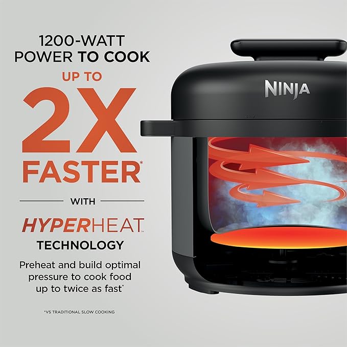 Ninja HyperHeat 9-in-1 6.5-qt Pressure Cooker | Steams, Slow Cooks, Sears, Sautés, Sous Vide, Yogurt & More | With SimpliServe Pot | Powerful 1200-Watt | Grey | PC201GY