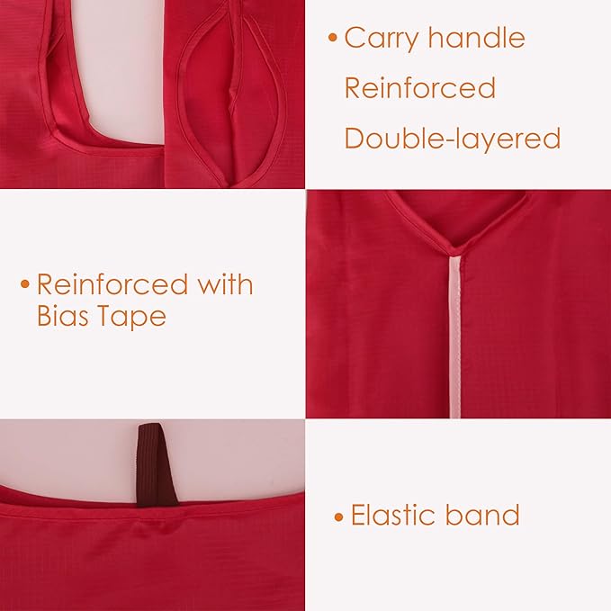 BeeGreen Christmas Red Reusable Grocery Bags Wholesale Red Reusable Kitchen Bags Bulk Foldable-Machine Washable with Zipper Storage Pouch 50 Packs