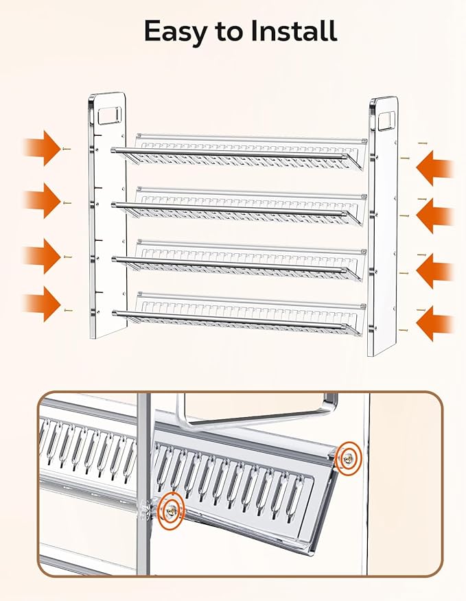 Nieifi Transparent Spice Rack Rustproof,without Seasoning Jars,4-Tier ABS Plastic Spice Rack Organizer for Cabinet and Countertop,Thickened Corrosion-Resistant-Tiered Kitchen Accessories