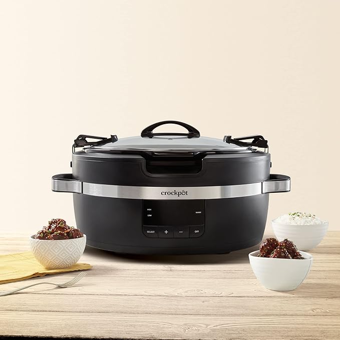 Crock-Pot Thermoshield Slow Cooker with Easy Carry Handles | 6 Quart Manual Slow Cooker, Black