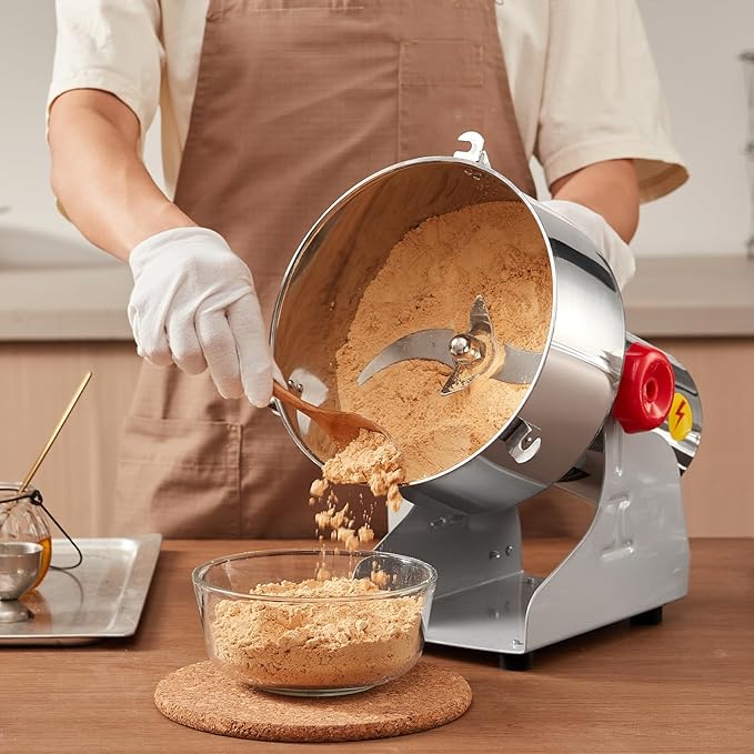 VEVOR 2000g Electric Grain Mill Grinder, High Speed 3400W Commercial Spice Grinders, Stainless Steel Pulverizer Powder Machine, for Dry Grains Spices Cereals Coffee Corn Pepper, Swing Type