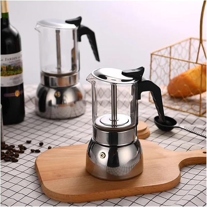 Espresso Maker Stainless Steel Italian Manual Coffee Machine Maker Moka Pot Multifunctional Portable Hand Brew Coffee Pot(1pcs)