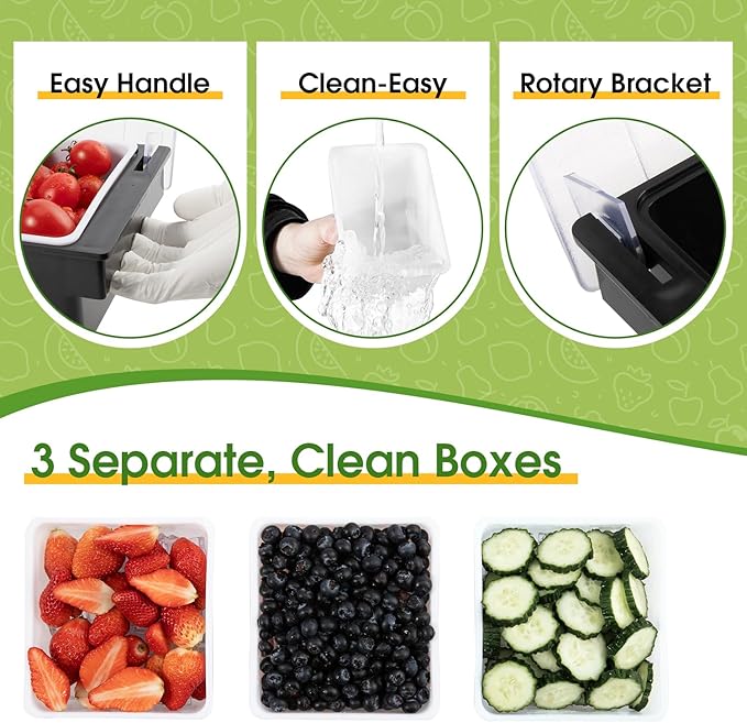 Fruit, Veggie & Condiment Caddy with Lid Dispenser Tray Garnish Station for Bartending & Serving Taco (2, 3 Compartment)