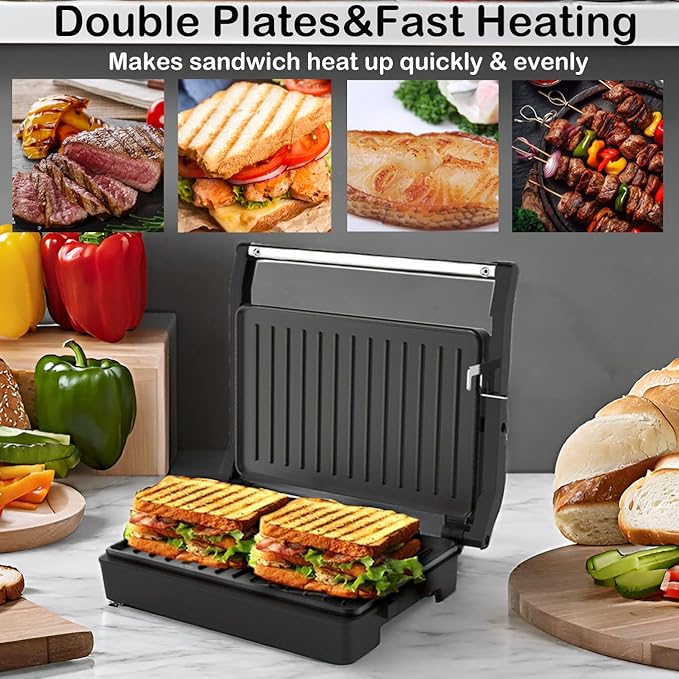 Small Size, Mini Size Panini Press,Sandwich Press,Pnini Grill,Perfect for Grilling Sandwich,Steak,Burger,Panini,Sausage,Non-Stick Coating, Auto Temperature,GT59