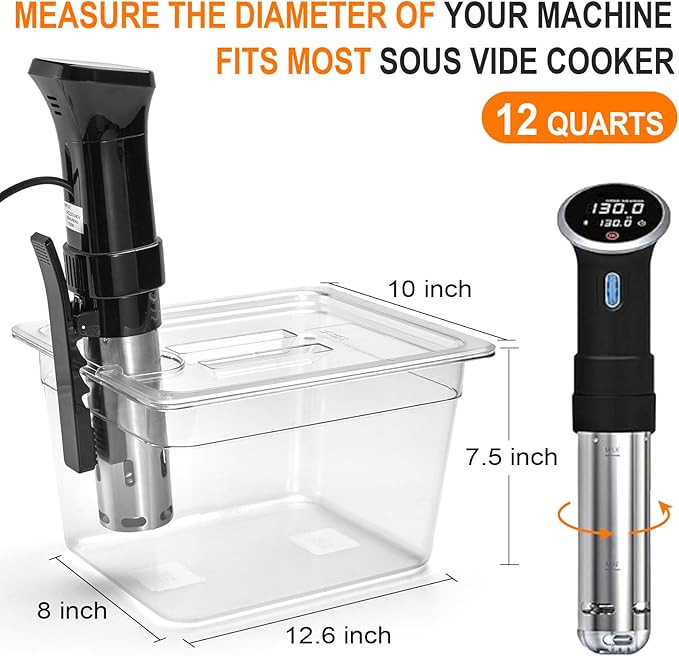 HOMENOTE Sous Vide Container 12 Quart With Lid,BPA Free Complete Accessories For Anova and Most Sous Vide Cookers,Anova Container Kit