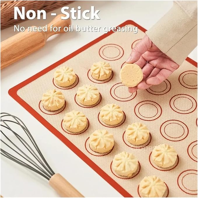 1 Piece Silicone Baking Mat Non Stick Heat Resistant Oven Liner Sheet for Cookie Macaron Bread Tool(Red 30x21cm)