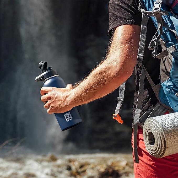 DYSANKY 32 oz Insulated Water Bottle | Thickened Stainless Steel Vacuum Metal | Portable Sports Water Jug for Gym and Hiking with Straw, Carrier Bag, Handle Strap | BPA-Free 32 oz