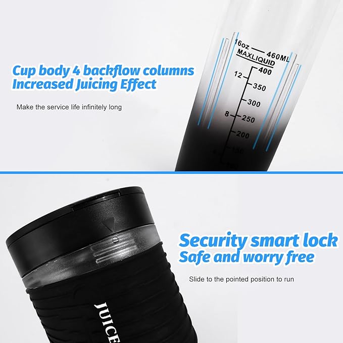 Portable Blender 460ml for Shakes Smoothie Juice, for Travel Gym Office, 4000mAh Type-C Rechargeable Personal Blender with 6 Sharp Blades Powerful 22000r/m Water Bottle Cup (Blue)