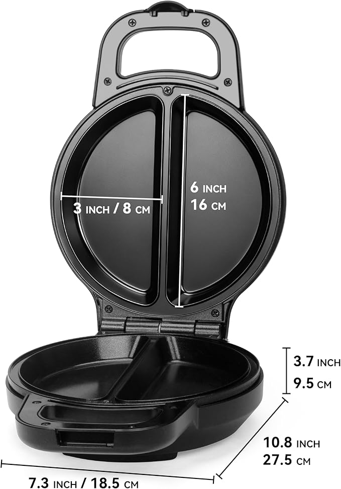 SugarWhisk Flip Omelette Maker Electric, Omelette Pan Nonstick for 2 Individual 6.5" Omelets, Cooking Gadgets for Home, Omelet Maker with Ceramic Coating, Graphite