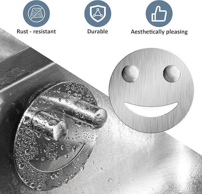3 Pack Stainless Steel Smiley Face Dish Sponge Holder, Silver Sink Caddy Organizer Storage with Suction Cup for Kitchen, Kitchen Accessories Decor Scrubber-Silver