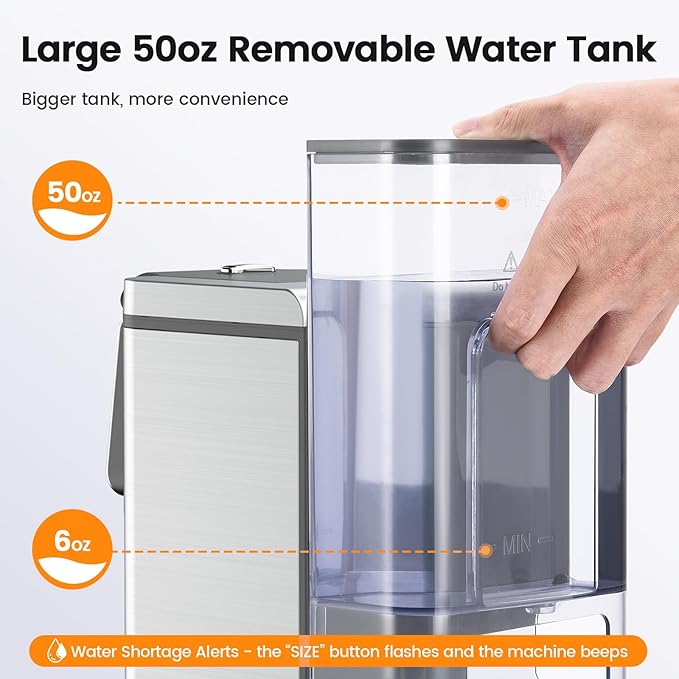 Single Serve Coffee Maker for K-Cup Pod and Grounds, Hot and Iced Coffee Maker, Stainless Steel Coffee Maker, Strong Button Feature, 6 to 14oz Brew Sizes, 50oz Removable Tank, Up to 6.5 Inch Cup, Grey