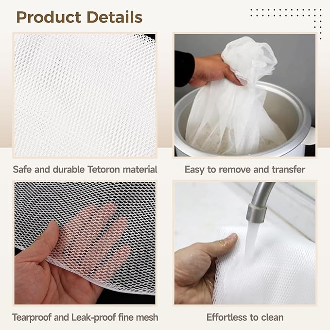 4 Pcs Rice Net, 43.3"×39.4" Sushi Rice Cooking Net, Non-Stick Fine Mesh Rice Cooker Napkins, Tetoron Rice Nets, Cooking Steam Cloths for Homes, Restaurants, Camping