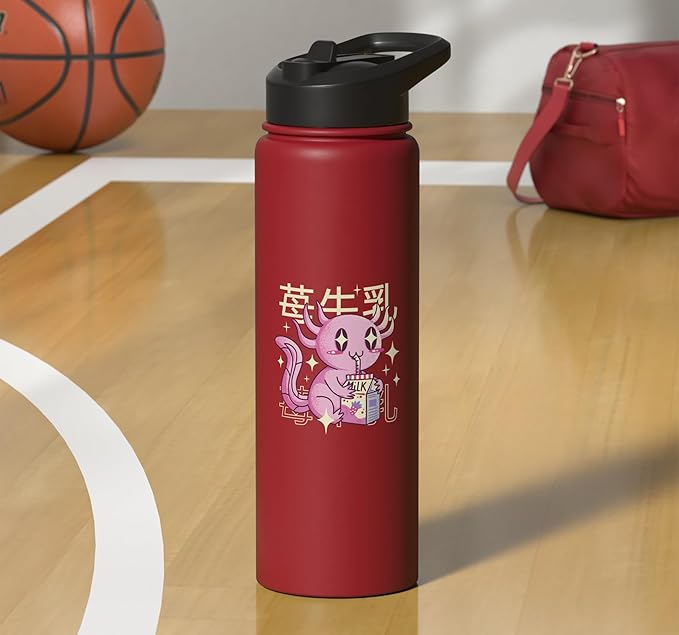 Cute Sea Creature Drinking Milk Japanese Art Kawaii Stainless Steel Insulated Water Bottle
