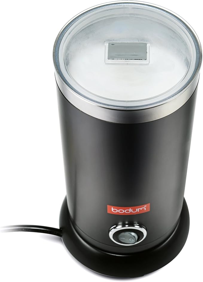 Bodum Electric Milk Frother Black 10oz | Non-Stick Interior | Stainless Steel Body | Auto Shut-Off | Pack of 2