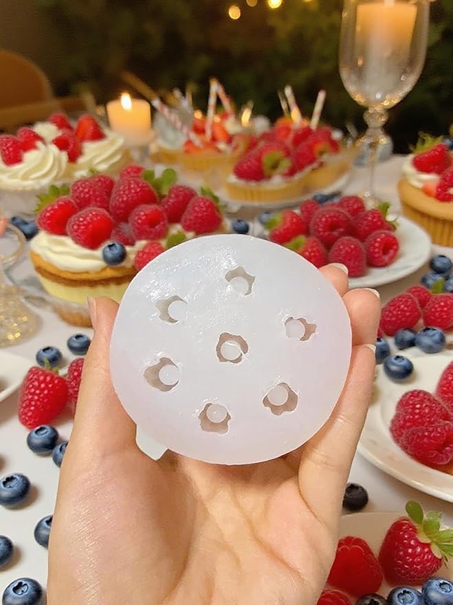 7 Cavity Raspberry Silicone Mold – 2 Pieces Silicone Fruit Mold for Chocolate, Fondant, Candle, Resin & Cake Decor, 3D DIY Candy Baking Tool for Parties & Gifts (Raspberry)