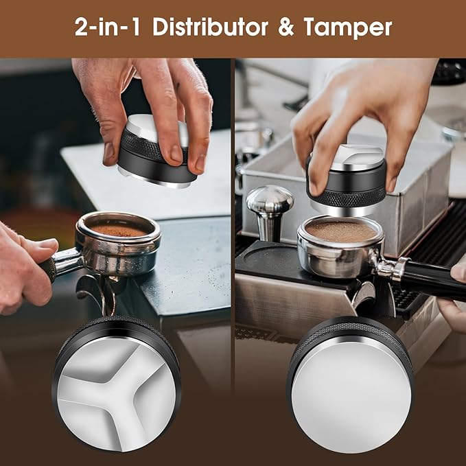 Reoszeank 51mm Espresso Accessories Kit, Coffee Distributor and Tamper Leveler, WDT Tool and Dosing Funnel Set Fits Delonghi CASABREWS and atatix 51 mm Espresso Machines and Portafilters