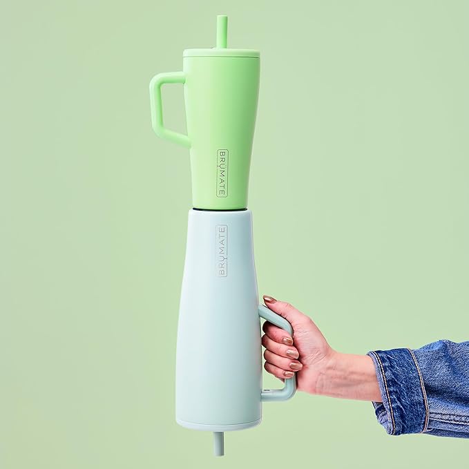 BrüMate Era 20 oz Tumbler with Handle and Straw | 100% Leakproof Insulated Tumbler with Lid and Straw | Made of Stainless Steel | Cup Holder Friendly Base | 20oz (Sage)