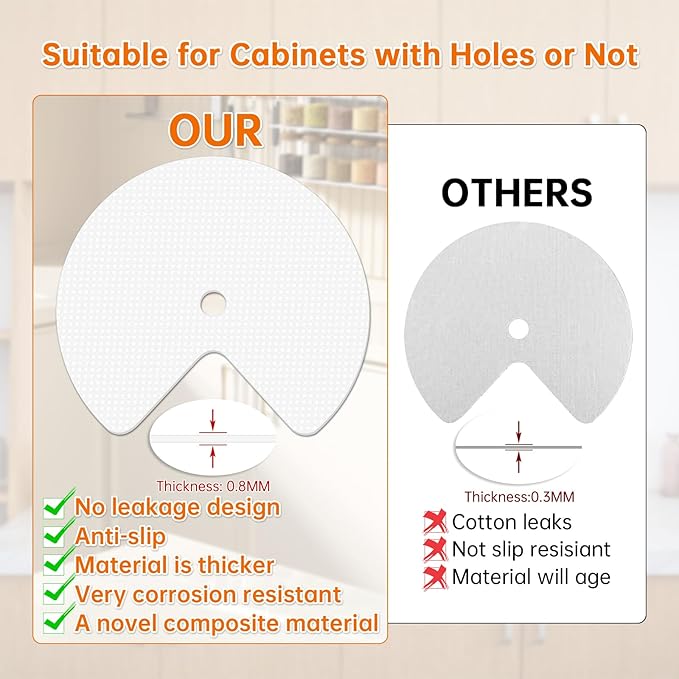 4 Pack 26In Lazy Susan Shelf Liner, Upgraded Composite Materials Circle Lazy Susan Liner for Kitchen Cabinets, Non Adhesive Liners Mats for Shelf Drawer Refrigerator Cupboard (4 Pack-White)