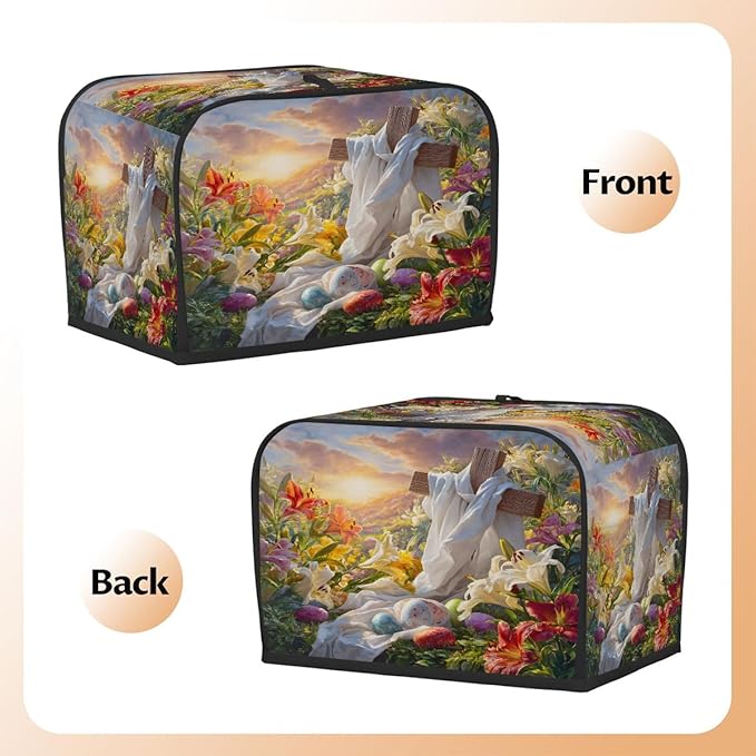 Easter Eggs Flowers Art Toaster Cover 2 Slice Dust and Fingerprint Protection Toaster Bread Maker Covers Washable Kitchen Small Appliance Covers for Kitchen Accessories Decor Bakeware Women Gift