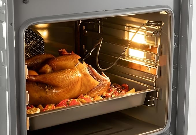 Stainless Steel Sturdy Roasting Pan with Cooling Rack – Oven, Toaster & Grill Safe, Deep Edge, Smooth Finish, Dishwasher Safe – Perfect for Turkey, Chicken, BBQ (15.5x11.6x2.8in)