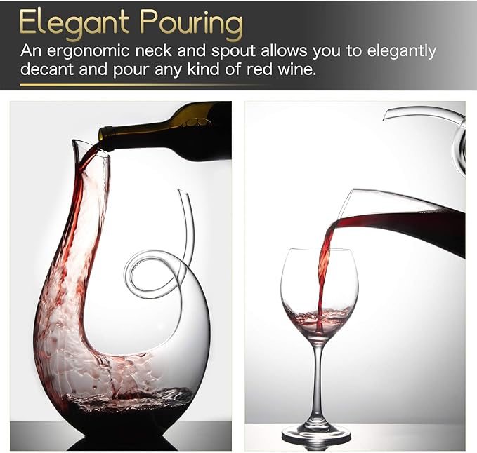 Wine Decanters, 1.2L Swan Decanters for Wine, Lead-free Wine Carafes, Clear