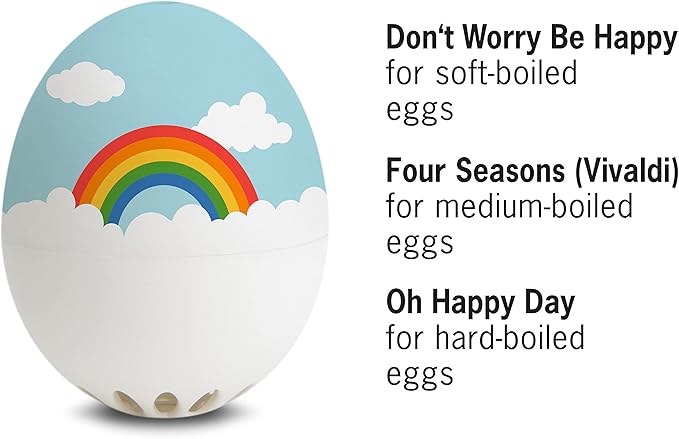 Rainbow BeepEgg – Egg Timer for Boiling Eggs – Musical Egg Cooker for Soft, Medium, Hard Boiled Eggs – Food Safe – Singing Floating Egg Timer – Egg Cooker for 3 Levels of Doneness - Brainstream