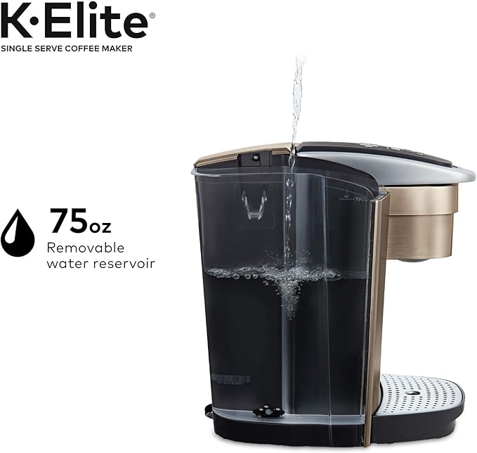 Keurig K-Elite Coffee Maker, Single Serve K-Cup Pod Coffee Brewer, Brushed Gold & 3-Month Brewer Maintenance Kit Includes Descaling Solution, Water Filter Cartridges & Rinse Pods, 7 Count
