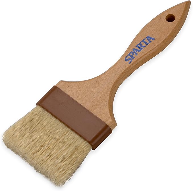 SPARTA 4037600 Boarhair Basting Brush, Flat Brush with Flat Brushhead, 9.25"L x 4"W, Wood Handle (Pack of 12)
