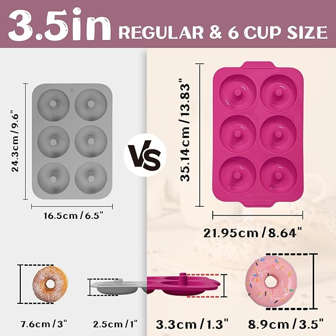 Nonstick Silicone Donut Pan: 3.5 Inch Doughnut Pans with Metal Frame - Silicone Donut Molds for Baking Gluten Free Glazed Vegan Protein Donuts Bagel - for Oven Kitchen - Home Bakers Housewife