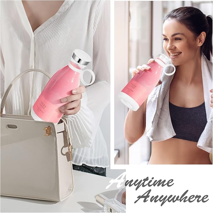 Portable Blender,Fashion Portable Blender for Shakes and Smoothies 11.8 Oz,Magnetic USB Fast Charging Mini Mixer Bottle,Take It for Traveling, Outdoor, Gym, Office, Cars, Gift -WH