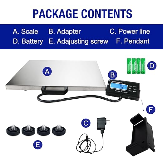 Charmline 660lbs x 0.1lbs High Accuracy Digital Postal Scale, Pet Vet Scale with 17x21in Large Stainless Steel Platform, Heavy Duty Scale for Packages/Dog/Postage/Luggage, Battery&AC Adapter Powered