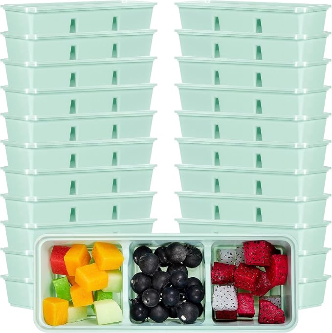 Hushee 10 Pack 17 oz Small Meal Prep Containers with 3 Compartments Snack Containers with Lid Disposable Plastic Bento Box Travel Lunch Food Boxes Stackable for Office Picnic (Mint Green)