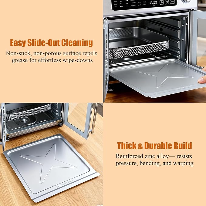 Crumb Tray Replacement for Emeril Lagasse 26 Qt Extra Large French Door Air Fryer, Crumb Tray with 4 Pcs Oven Liners Accessories for Emeril Lagasse 26 Qt Air Fryer