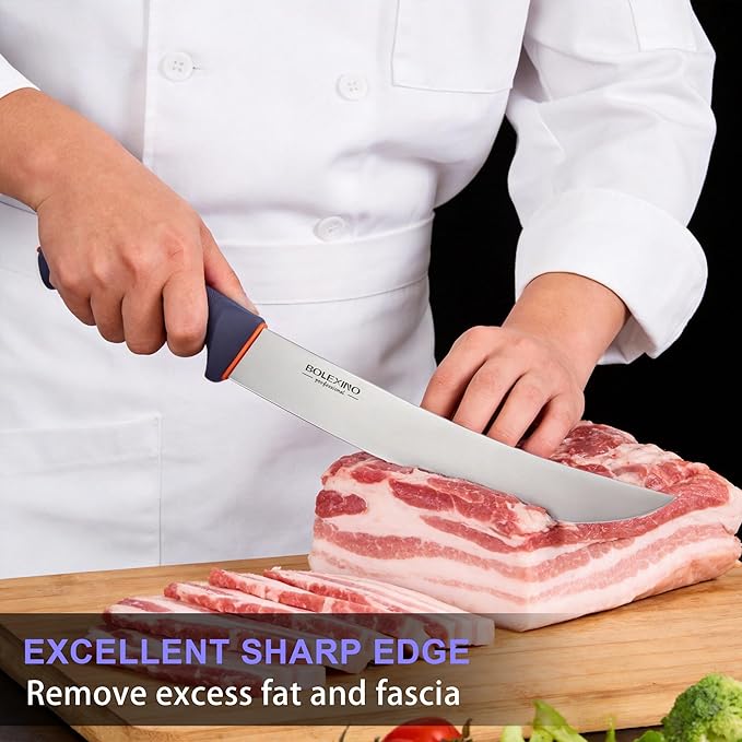 10.5 inch Curved Cimeter Knife W/Non-slip Softgrip, Butcher Knife For Meat Cutting, X50CrMoV15 Stainless Steel, Ideal for Hunting, Kitchen & Home Use