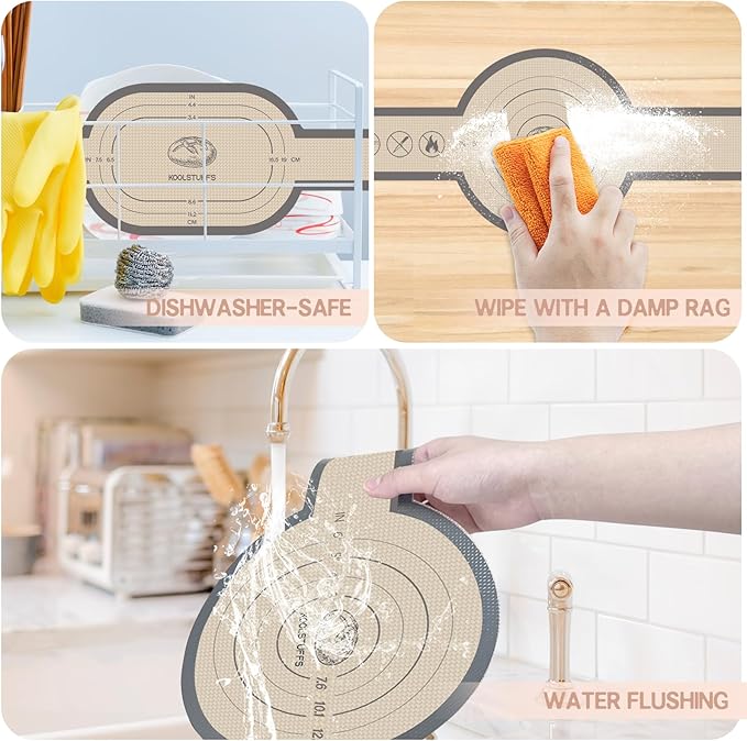 Koolstuffs Silicone Bread Sling Oval and Round, 2 PCS Nonstick＆Reusable Bread Baking Mats, Easy-To-Clean Dutch Oven Liners, Sourdough Bread Baking Supplies