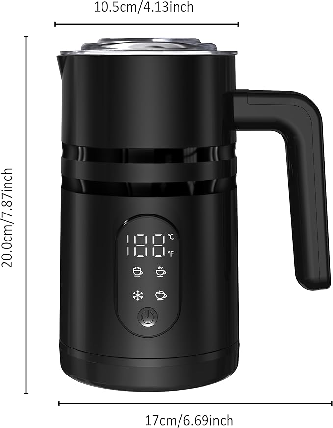 Milk Frother, 4 in 1 Electric Milk Steamer for Coffee with Temperature Display, 11.8oz/350ml Detachable Automatic Milk Warmer and Cold Foam Maker for Coffee, Latte, Cappuccino