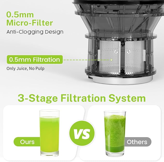 Kndko Juicer Machines with 5.4" Large Feed Chute, Cold Press Juicer for Whole Vegetables and Fruits, Stainless Steel Slow Masticating Juicer Easy to Clean, Self Feeding, High Juice Yield