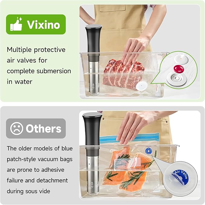 Vixino Vacuum Sealer Bags, 30 Reusable Vacuum Sealer Bags for Food, BPA-Free, Meal Prep and Sous Vide Cooking,Works for Handheld Sealer and Vac Sealer Machine with External Vacuum Systems