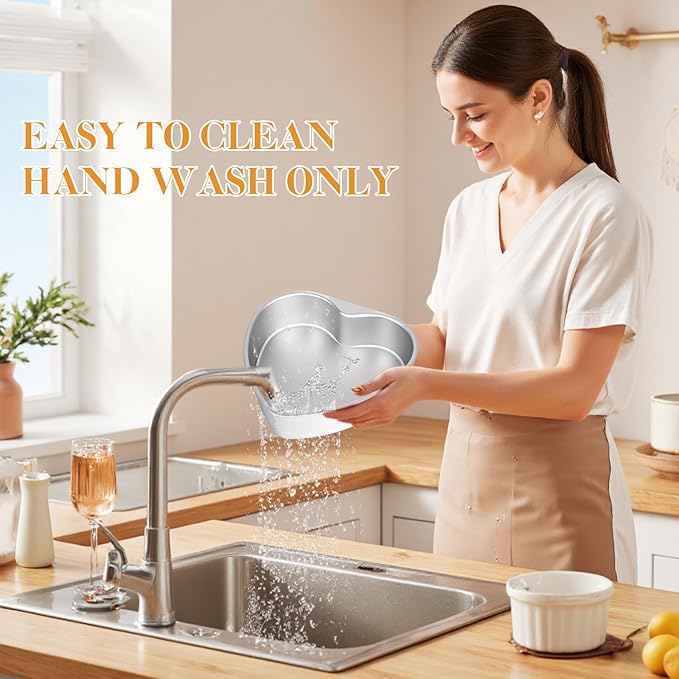 6 Inch Heart Shaped Cake Pans with 50 Pieces Parchment Paper,Set of 2 Non-stick Aluminum Heart Cake Pans Baking Tins for Birthday Wedding