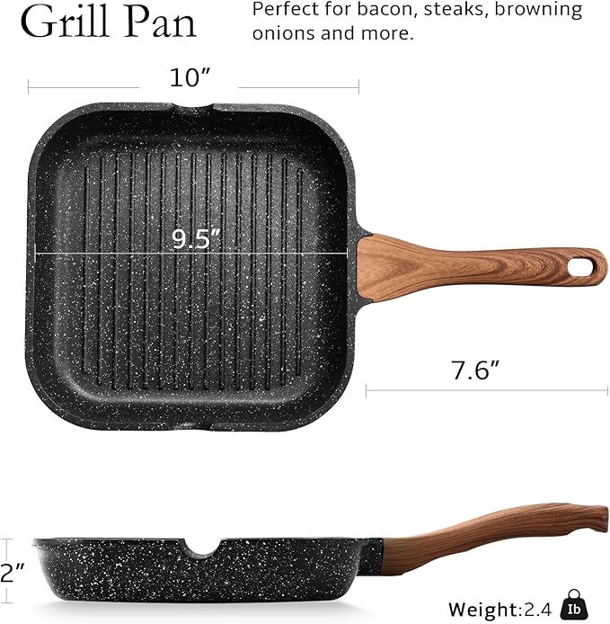 ESLITE LIFE 9.5 Inch Nonstick Crepe Pan and Grill Pan
