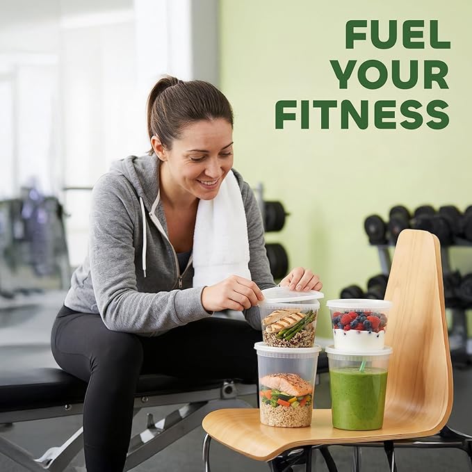 JoyServe Deli Food Storage Containers with Lids - (48 Sets) 24-32 Oz Quart Size & 24-16 Oz Pint Size Plastic Airtight Takeout Meal Prep Storage, BPA-Free, Dishwasher, Microwave Safe