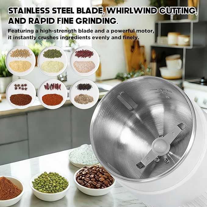 Electric Coffee Grinder & Spice Grinder, 200W Fast Grinding with Stainless Steel Blades 500ML | for Coffee Beans, Nuts, Seeds | Dry Food Mill | Mini Kitchen Grinder With handle