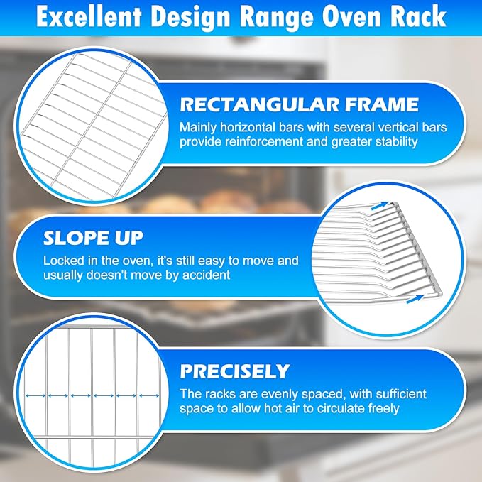 Upgraded 304 Stainless Steel WPW10282492 W10282492 Oven Rack Compatible with Whirlpool Range Oven Stove Wire Rack PS2377663 AP4511708 Y0R01003011 Y0R01003211 Gas Range Oven Rack w/Oven Rack Liner