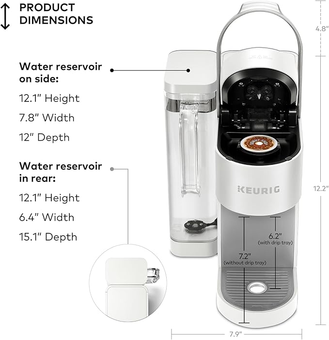 Keurig K-Supreme Single Serve K-Cup Pod Coffee Maker, MultiStream Technology, 4 Brew Sizes, 66oz Dual-Position Removable Reservoir, White