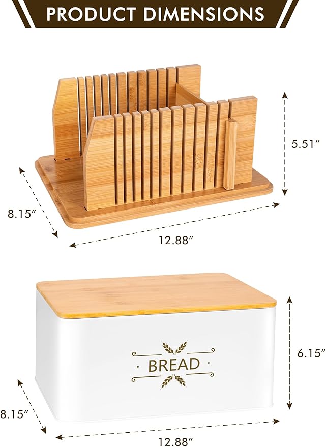 3 in 1 Bread Slicer for Homemade Bread with Box, Metal Bread Storage Container, Foldable Slicer Guide for Kitchen Countertop
