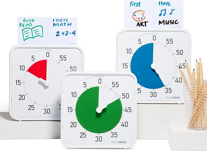 Time Timer Original 8" Visual Countdown Timer – Medium 60-Minute Silent Classroom Visual Timer for SEL, Emotional Regulation, Focus, Calm Transitions, ADHD, Autism – (Blue & White)