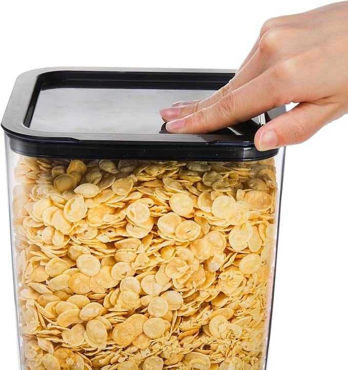Peohud 2 Pack Cereal Dispenser Countertop, 5.5L Large Capacity Cereal Container Storage, Dry Food Dispenser for Rice, Grain, Nuts, Candies, Oatmeal, Beans, Snacks, Cat Food, Dog Food