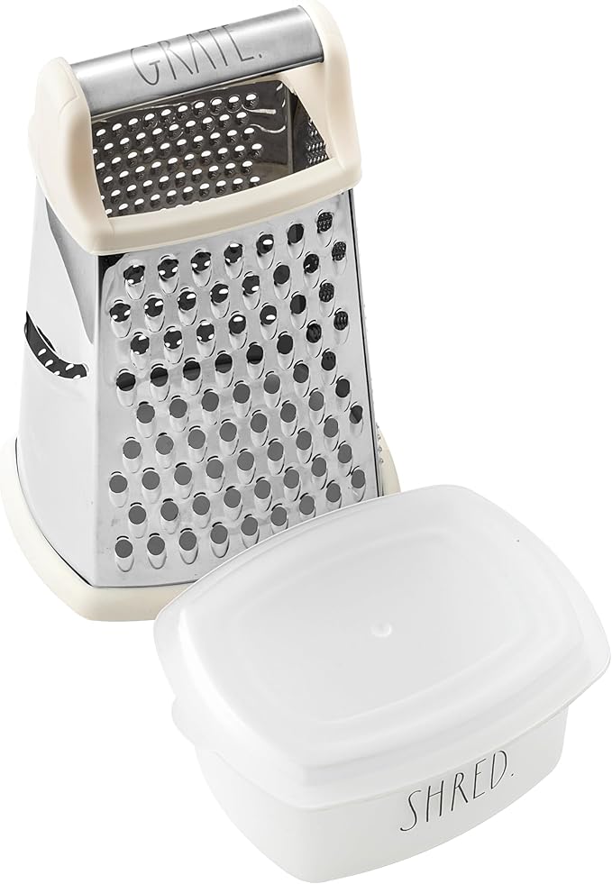 Rae Dunn Everyday Collection Multifunction Grater- Stainless Steel Grater and Zester for Cheese, Spices, Vegetables, Cream