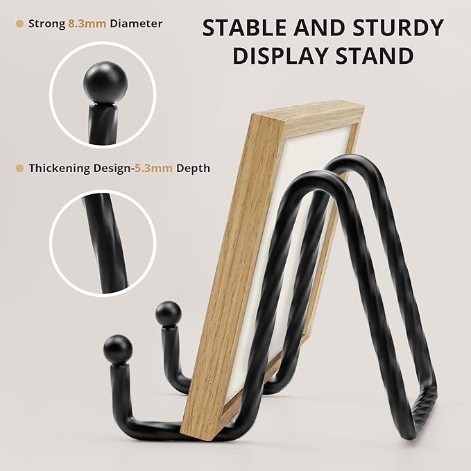 3 Pack 4.5inch YCLYC Picture Stands for Display, Black Metal Plate Stands for Display - Decorative Plate Stand, Plate Holder Display Stand, Picture Frame Stand - Plate Display Stands for Picture Stand